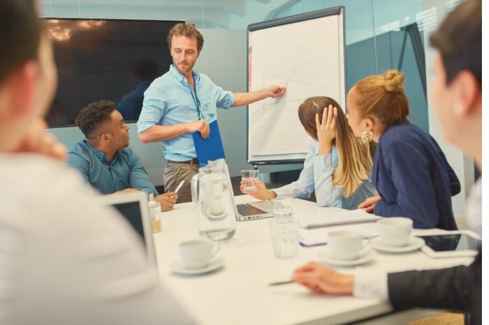 Workshop-Team diskutiert Strategien für den Einsatz von Künstlicher Intelligenz